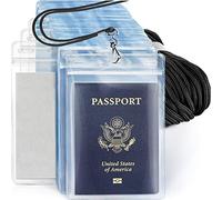 Mifflin-USA - 4x6 Inch Plastic Card Holder and Lanyard Set - Black Lanyards, Clear XXL Pouch, 5 Pack - Name Badge Card Holder with Lanyards - Extra Large ID and Passport Holder