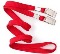 MIFFLIN-USA - Bulk Flat Lanyards w/Two Bulldog Clips - 39 Inch - Straps for ID Badges + Hooks for Face Mask & Card Holders, Red, 10
