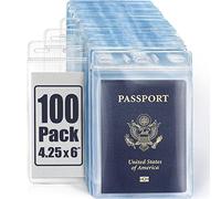 Mifflin-USA Passport & Card Holders (Clear, 4x6 Inches, 100 Pack), Extra Large ID Name Badge Holder, Zipperless Vertical Plastic Card Holders