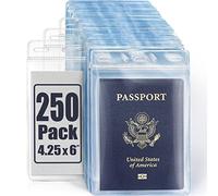 Mifflin-USA Passport & Card Holders (Clear, 4x6 Inches, 250 Pack), Extra Large ID Name Badge Holder, Zipperless Vertical Plastic Card Holders