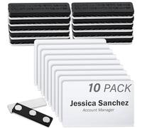 Mifflin-USA - Premium Acrylic Magnetic Name Tags - 10 Pack, 3x2, White - Customizable & Reusable Name Badges with Ultra-Strong Neodymium Magnetic Backing for School, Office & Events