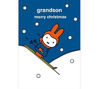 Miffy Christmas Card Grandson Rabbit Skiing - Cute Festive Xmas Card