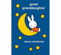 Miffy Great Granddaughter Christmas Card Cute Bunny Moon & Back Xmas Greetings