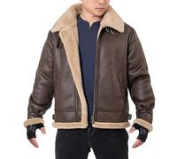 Mifidy Leon Kennedy Jacket, Men Thick Fur Leather Motorcycle Bomber Comfort Durable Soft Warm Coat Halloween Cosplay Costume Winter Outfit Large