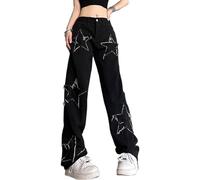 MIFJNF Star Jeans Y2K Pants, Black, Large