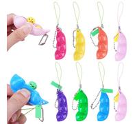 MIFKLMV 8pcs Beans Fidget Keychain, Squishy Fidget Keyring, Squishy Toys for Kids Fidget Toy Stress Relief Toys for Adults Reduce Anxiety and Stress
