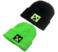 MIFKLMV Adult per Capita Size Bobble Hat Set, Green and Black Fashion Outdoor Warm, Autumn and Winter Warm Knitted Hat, Great for Keeping The Cold at Bay (21 * 20 * 3cm)