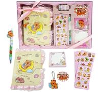 MIFKLMV Capybara Stationery Set Cute Capybara Notebook Journal Notepad Diary with Accessories, Capybara Stationery Kit with Notebook, Stickers, Pen, Memo Pad, for Back to School, Birthday Gifts