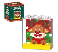 MIFKLMV Christmas Reindeer Building Blocks Set, Christmas Building Blocks, Xmas Figures with Acrylic Cover Stocking Stuffers Xmas Gifts for Children - 398pcs