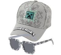 MIFKLMV Game Theme Baseball Cap and Sunglasses Set, 2PCS Children Sun Hat Sunglasses Peaked, Adjustable Cap Baseball Hat Summer Accessories Gifts for Kids (52-54 CM) Grey