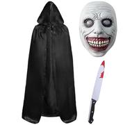 MIFKLMV Halloween Costume Set, Velvet Cape + Large Scythe & Ghost Mask, Halloween Costume for Children and Adults - Perfect for Role-Playing Party Fancy Dress Cosplay