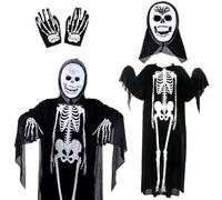 MIFKLMV Halloween Horror Costumes, Adults Kids' Skeleton Costumes, with Spooky Scream Masks, Bone Gloves & Jumpsuits, Skeleton Sets, Perfect for Halloween Festivities