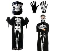MIFKLMV Halloween Horror Costumes, Adults Kids' Skeleton Costumes, with Spooky Scream Masks, Bone Gloves & Jumpsuits, Skeleton Sets, Perfect for Halloween Festivities