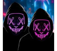 MIFKLMV Halloween Mask Light Up Masks, Horror LED Mask Scary Halloween Costumes Mask Colourful Rave Full Face Masks & Party Role Playing Props Scary Face Cover Cool Fancy Dress for Kids and Adults-E