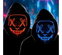 MIFKLMV Halloween Mask Light Up Masks, Scary Halloween Costumes Mask Colourful Rave Full Face Masks & Party Role Playing Props Scary Face Cover Cool Fancy Dress for Kids and Adults-D