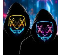 MIFKLMV Halloween Mask, Scary LED Masks Halloween Costumes Mask Colourful Rave Full Face Masks & Party Role Playing Props Scary Face Cover Cool Fancy Dress for Kids and Adults-H