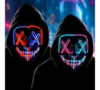 MIFKLMV Halloween Mask, Scary LED Masks Halloween Costumes Mask Colourful Rave Full Face Masks & Party Role Playing Props Scary Face Cover Cool Fancy Dress for Kids and Adults-L