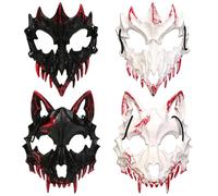 MIFKLMV Halloween Mask, Terrifiy Half Face Covering 4-piece Set, Horror Blood Werewolf Disguise, Cosplay Costume, Tiger Disguise, Cosplay Playing Props, for Halloween and carnival costumes