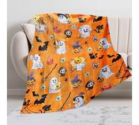 MIFKLMV Halloween Throw Blanket Ultra Soft Warm Pumpkin Flannel Blanket,Patterns with Pumpkin, Ghost, Witch, Spider,Comfortable Gift, Halloween Christmas Home Decor, For Sofa and Bedroom Bed-C
