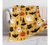 MIFKLMV Halloween Throw Blanket Ultra Soft Warm Pumpkin Flannel Blanket,Patterns with Pumpkin, Ghost, Witch, Spider,Comfortable Gift, Halloween Christmas Home Decor, For Sofa and Bedroom Bed-B