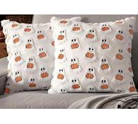 MIFKLMV Halloween Throw Pillow Covers, Set of 2 Ghost&Pumpkin Pattern Design Throw Cushion Covers, Fall Decor Pillowcases,for Couch, Sofa, Bedroom, Home Decor 45x45cm-B