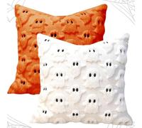 MIFKLMV Halloween Throw Pillow Covers, Set of 2 Ghost&Pumpkin Pattern Design Throw Cushion Covers, Fall Decor Pillowcases,for Couch, Sofa, Bedroom, Home Decor 45x45cm-A
