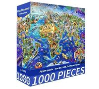 MIFKLMV Jigsaw Puzzles for Adults 1000 Piece World Landmarks Educational Game Challenge Toy 27.5 x 19.7 Inch Map Jigsaw Puzzle for Adults Kids