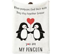 MIFKLMV Penguin Blanket Gifts for Her Him, Soft Romantic Penguin Blanket, Wedding Anniversary Blankets Gifts for Girlfriend Boyfriend, Birthday Gift for Wife Husband, Adorable Practical Love Blankets