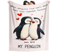 MIFKLMV Penguin Blanket Gifts for Her Him, Soft Romantic Penguin Blanket, Wedding Anniversary Blankets Gifts for Girlfriend Boyfriend, Birthday Gift for Wife Husband, Adorable Practical Love Blankets