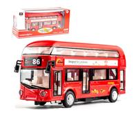 MIFKLMV Red Bus Toy Double Decker Bus City Tourist Diecast, Scale Pull-Back Model City Car Toy for Kids Alloy Diecast Toy Vehicles Metal Die Cast Free Wheeling Action Model Birthday Gifts for Kids