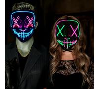 MIFKLMV Scary LED Halloween Mask, Halloween Light up Mask Cosplay Costumes Mask Colourful Rave Full Face Masks & Party Role Playing Props Scary Face Cover Cool Fancy Dress for Kids and Adults-B
