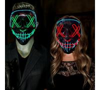 MIFKLMV Scary LED Halloween Mask, Halloween Light up Mask Cosplay Costumes Mask Colourful Rave Full Face Masks & Party Role Playing Props Scary Face Cover Cool Fancy Dress for Kids and Adults-C