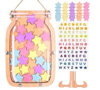 MIFKLMV Star Reward Jar, Magnetic Star Reward Jar for Kids Good Behaviour, Incentive Stars with Alphabet Stickers Behavior Management Tool for Classroom Home School
