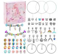 MIFKLMV Unicorn Jewellery Making Kit, DIY Charm Bracelet Making, Bracelet Jewellery Making Kit, Unicorn Bracelets Gifts for Girls, Arts and Crafts for Kids, Christmas Gifts Birthday Presents