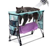MIFNRO Cat Grooming Hammock & Pet Bathing Table - Anti-Scratch Foldable Design with 3 Safety Straps, 4 Leg Holes, 2 Tool Pockets - Supports Up to 20 lbs, Portable for Nail Trimming, Drying, Grooming