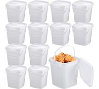 Mifoci 12 Pcs 2 Qt/ 67 Oz/ 2 L Plastic Food Containers, 0.5 Gallon Ice Cream Buckets with Lids and Handle Reusable Square Deli Containers Freezer and Microwave Safe for Kitchen Food Drinks Storage