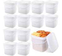 Mifoci 12 Pcs 3 Qt/ 101 Oz/ 3 L Plastic Food Containers, 0.74 Gallon Ice Cream Buckets with Lids and Handle Reusable Square Deli Containers Freezer and Microwave Safe for Kitchen Food Drinks Storage