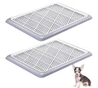 Mifoci 2 Pcs Dog Potty Tray Mesh Puppy Training Pad Holder Floor Protection Portable Pee Pad Pet Toilet Training Tray Litter Box Corner for Medium and Large Dogs (19.7 x 14.2 x 1.2 Inch)