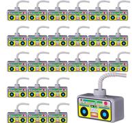 Mifoci 24 Pcs 80s 90s Party Decorations Boombox Radio Cup with Straws,10 oz Reusable Plastic Radio Cup Bulk for Disco Hip Hop Party Favors