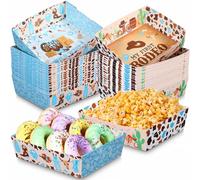 Mifoci 36 Pack Large Western Paper Food Trays 5 lb for 36 Guest My First Rodeo Party Supplies Cowgirl 1st Birthday Cowboy Serving Snack Trays Disposable Rodeo Tableware Wild West Baby Shower(Blue)
