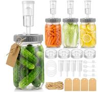 Mifoci 4 Pack Mason Jar Fermentation Kit 32 oz Wide Mouth Glass Fermenting Jars with Rust-free Airtight Lids, Glass Weights & Dual-channel Airlocks All-in-one Set for Kimchi Sauerkraut Pickles