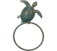 Mifoci Sea Turtle Decorative Cast Iron Towel Ring Holder Round Vintage Hand Towels Holder Racks for Pool Coastal Summer Ocean Beach Bath Towel Hanger Bathroom Kitchen Wall Decor