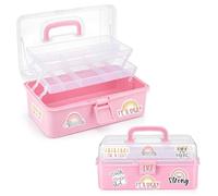 Mifoci the Caddy + IVF Sticker Set Gift to Prepare 3-Layer Plastic Dividing Storage Box with Adjustable Spacers Organize IVF Meds(Pink)