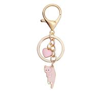 Mifoneix Lazy Cat Pink heart Keychain Fun Cartoon Kitten Cute Key Ring for Animal Key Chain Girl Birthday, Pink Cat, moderation