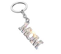 Mifoneix Mom letter Large Rhinestone Keychain,Bling Glitter Letter Keychain Suitable for Women Mother's Day Mother Gift Key Chain Handmade Crystal Diamond, Mom, moderation