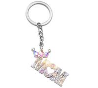 Mifoneix Mom Letter Rhinestone Keychain Crystal Keychain Bling Glitter Letter Keychain Crown Suitable for Cars Letter Keychain Women'S Mother'S Day Mom Gift Crown Handmade Glitter Crystal Diamond,