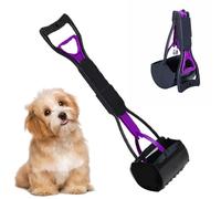 Mifull Foldable Dog Poop Scooper with Long Handle - Portable Pet Waste Picker for Grass - Hygienic Pooper Scooper for Dogs & Cats - Convenient and Practical Pet Poop Grabber Tool (Purple)