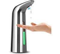 MIFULY Automatic Soap Dispenser, 4 Levels Adjustable, for Kitchen and Bathroom, Touchless with Infrared Motion Sensor, Waterproof, 400ml/14oz Silver