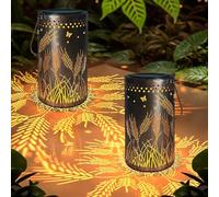 MIFXIN 2 Pack Wheat Ears Solar Lantern, Birthday Gifts for Women, Metal Solar Lanterns Garden Ornaments Outdoor , Waterproof LED Light Garden Hanging Lights for Table Patio Balcony Yard