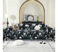 MIFXIN Chenille Reversible Sofa Slipcover for Corner Sofa - AB Double-Sided 3 Seater Sofa Cover, L-Shaped Sofa Cover, Sofa CoverPet for Proof & Machine Washable (With Tassels) (Black, 180 * 340cm)